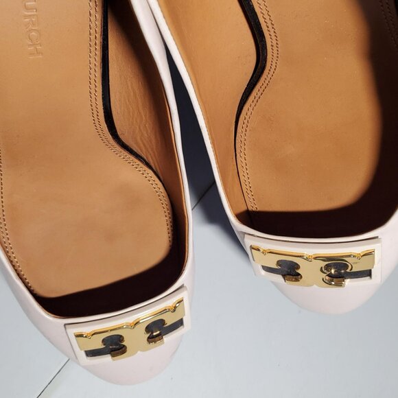 Gold 'T' Hardware Block Heels Sz 10C - Picture 8 of 16